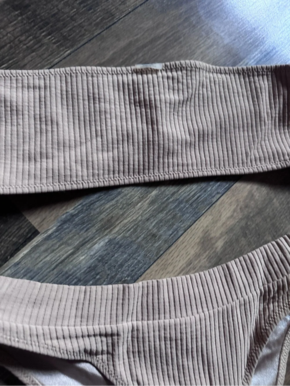 triangl swimwear Ribbed Bandeau Bikini in Light Taupe